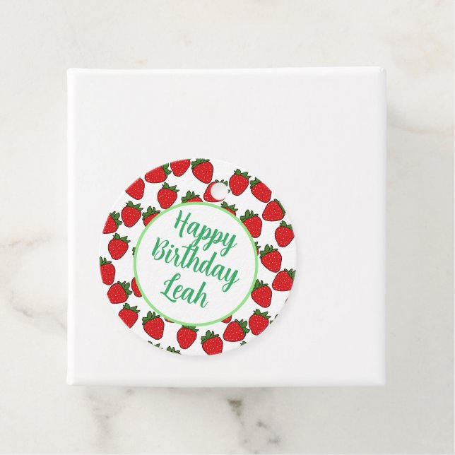 Födelsedagsfest av jordgubbar tema gåvor etiketter (På plats)