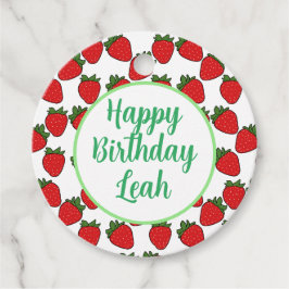 Födelsedagsfest av jordgubbar tema gåvor etiketter