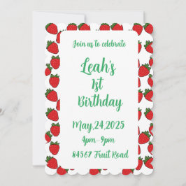 Födelsedagsfest av jordgubbar tema inbjudningar