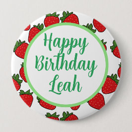 Födelsedagsfest av jordgubbar tema knapp