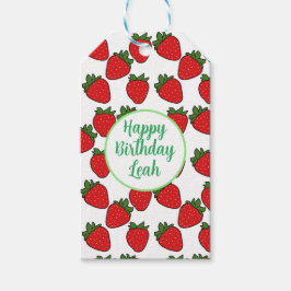 Födelsedagsfest av jordgubbar tema presentetikett
