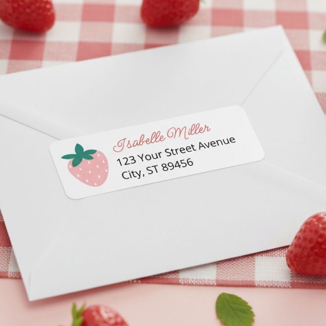 Födelsedagsfest av jordgubbsbär, Berry First Returadress Etikett (Strawberry Return Address Label)