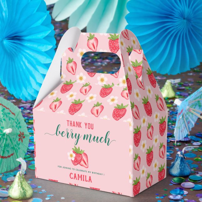 Födelsedagsfest av jordgubbsbär Tack Berry Mycket Presentaskar (Part)