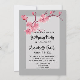 Födelsedagsfest av körsbärssystem Blommar Inbjudningar