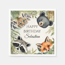 Födelsedagsfest av kutterträdsdjur pappersservett