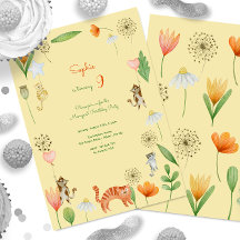 födelsedagsfest av matkatter och blommor