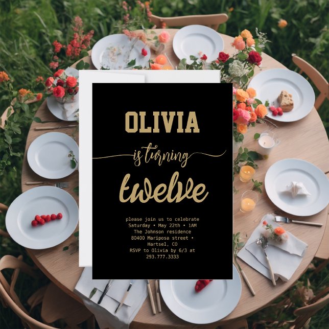 Födelsedagsfest av minimalistisk guldfolfolja inbjudningar (Skapare uppladdad)