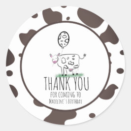 Födelsedagsfest av nötkreatur från animalieprodukt runt klistermärke