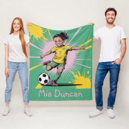 Födelsedagsfest av popkonst Tecknad Girls-fotbolls Fleecefilt