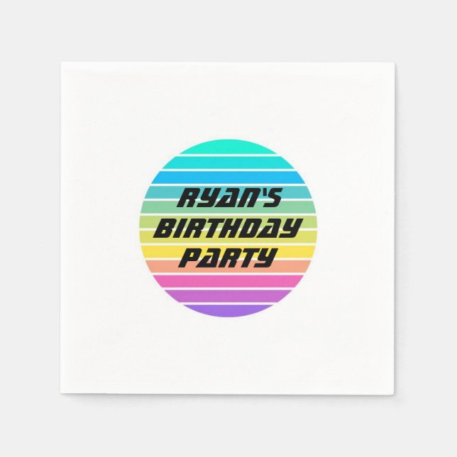 födelsedagsfest av regnbåge, papper napkin pappersservett (Framsidan)