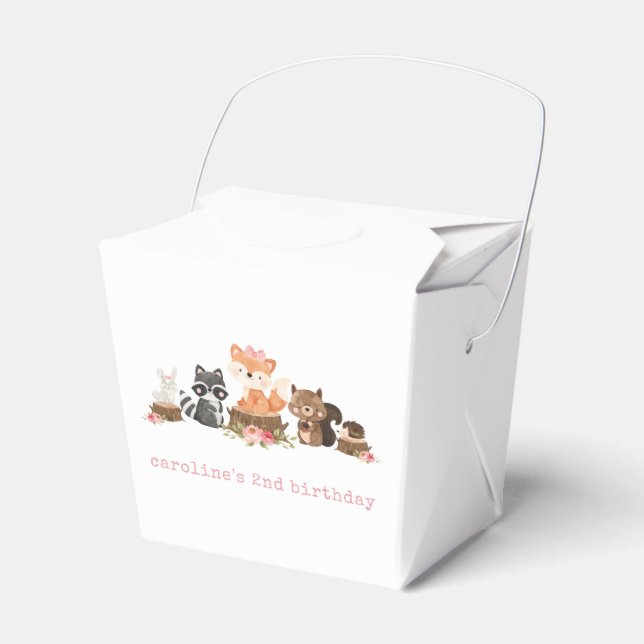 Födelsedagsfest av Rosa Blommigt  hos flickor Wood Presentaskar (Framsidan Sidan)