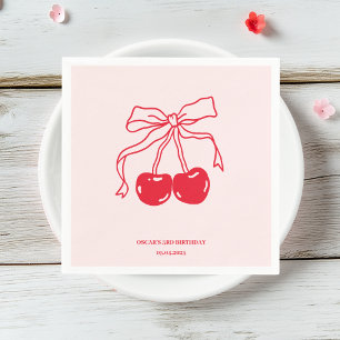 Födelsedagsfest av rött och Rosa Cherry Pappersservett