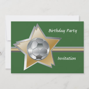 födelsedagsfest av stjärnor för fotboll i silver o inbjudningar