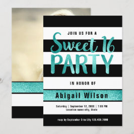 födelsedagsfest av svart, svart sweet sixteen inbjudningar