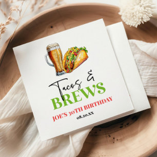 Födelsedagsfest av tacos och Brews Beer Glass Pappersservett