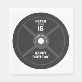 Födelsedagsfest av träningsfack för viktplatta,  pappersservett
