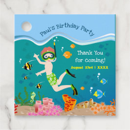 Födelsedagsfest av tropisk fiskpojke gåvor etiketter