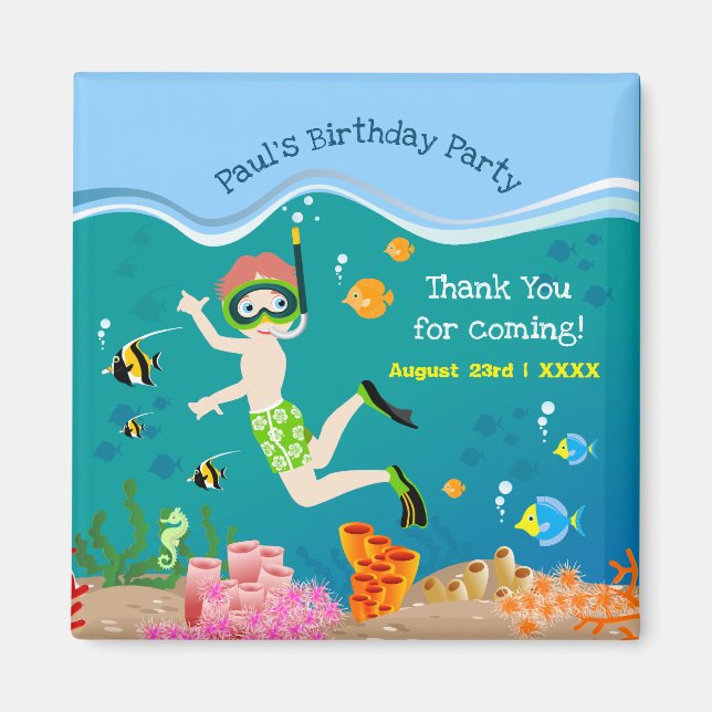 Födelsedagsfest av tropisk fiskpojke magnet (Framsidan)