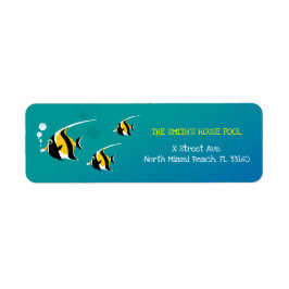 Födelsedagsfest av tropisk fiskpojke returadress etikett