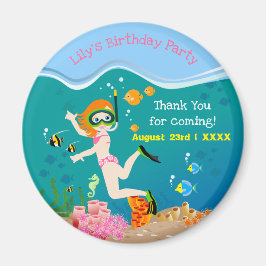 Födelsedagsfest av tropiska fiskflickor magnet