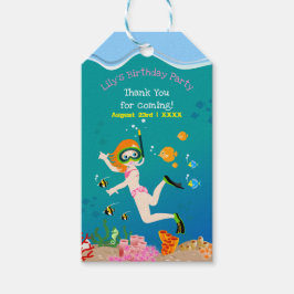 Födelsedagsfest av tropiska fiskflickor presentetikett