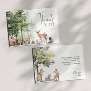 Födelsedagsfest av Vågrät Forest Woodland Animals Tack Kort