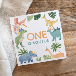 Födelsedagsfest av vattenfärg Dinosaur Pappersservett