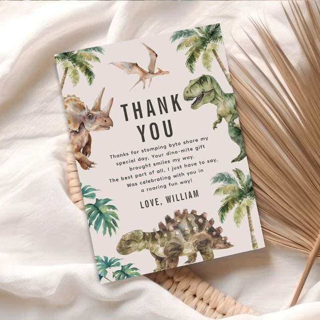 Födelsedagsfest av vattenfärg Dinosaur Tack Kort (Skapare uppladdad)
