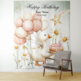 Födelsedagsfest av vattenfärgen Baby White Goose C