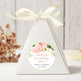 födelsedagsfest av vattenfärger i blommigt för  ro runt klistermärke