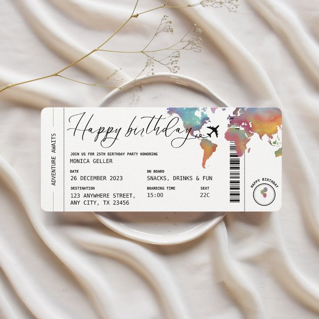 Födelsedagsfest av Vuxen för boardpass Inbjudningar (Boarding Pass Birthday Party Invitation)