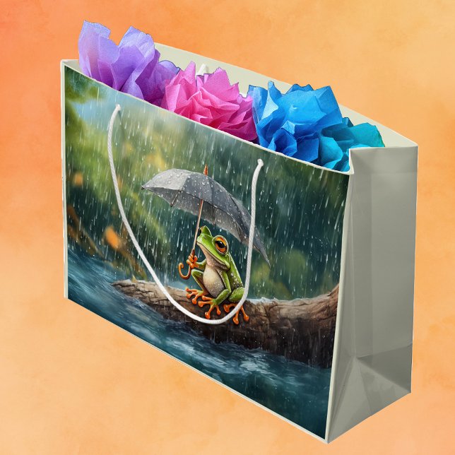 Födelsedagsfest av Whimsical Woodland Cottagecore  (Whimsical Cottagecore Woodland Frog Large Gift Bag for Birthday Presents)