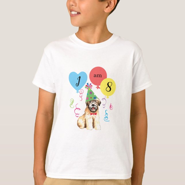 Födelsedagsfest Balloaten Wheaten Terrier T-Shirt (Framsida)
