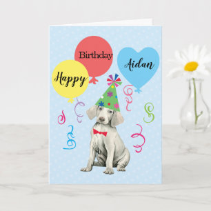 Födelsedagsfest Balloers Weimaraner Card Kort