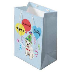 Födelsedagsfest Balloes Westie Medium Gift Bag