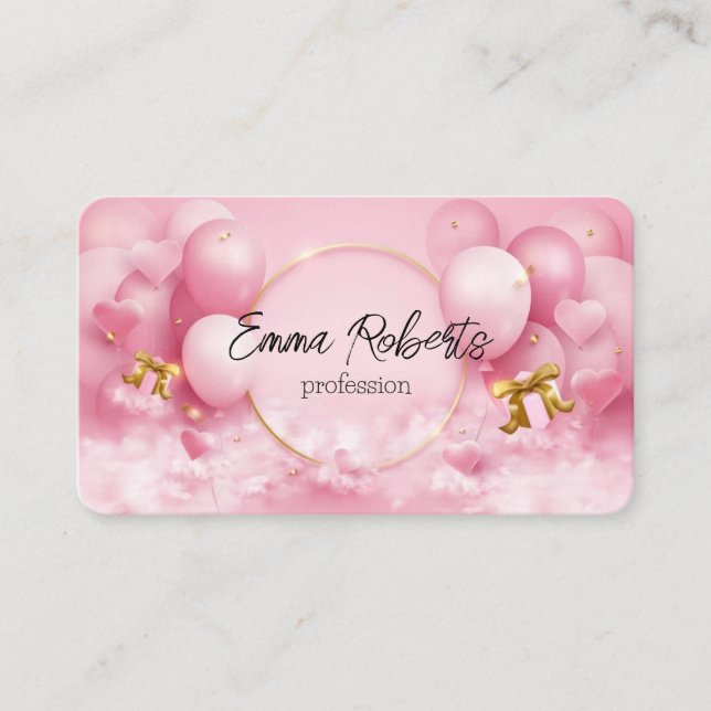 Födelsedagsfest Balloft Gift Heart Visitkort (Framsida)