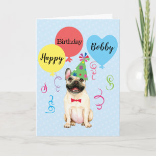 Födelsedagsfest Balloits Fransk Bulldog Card Kort