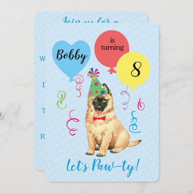 Födelsedagsfest Balloons Tervuren Inbjudningar (Fram/baksida)