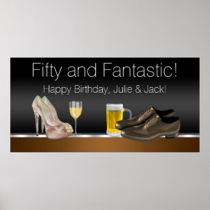 Födelsedagsfest Banner för man och kvinna Poster