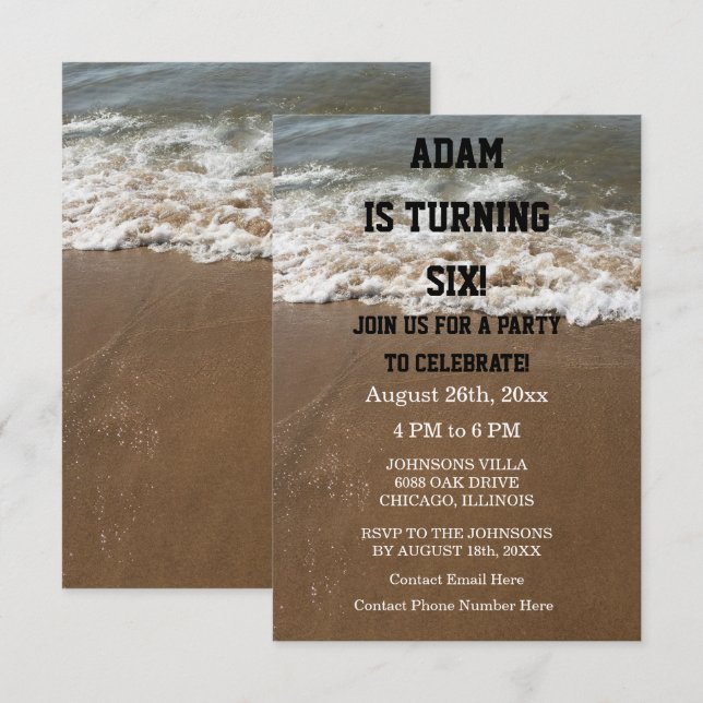 Födelsedagsfest Beach Nautical Ocean Anpassningsba Inbjudningar (Fram/baksida)