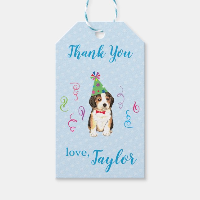 Födelsedagsfest Beagle-Tack Presentetikett (Framsidan)