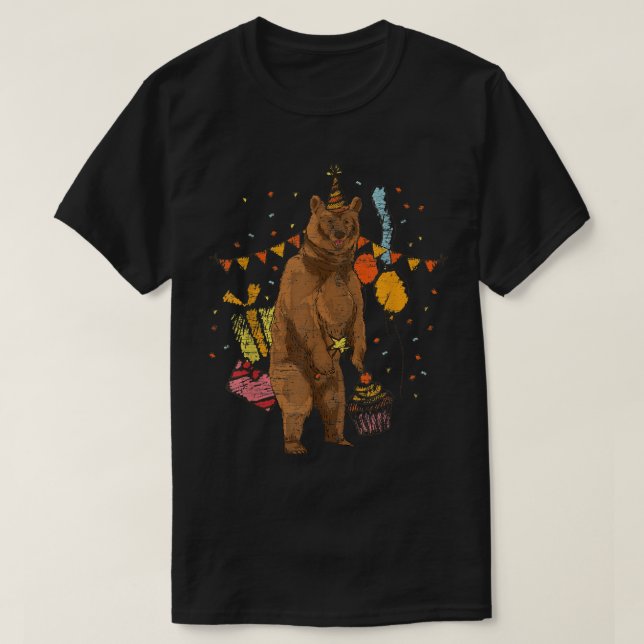 Födelsedagsfest Bear Forest Animal Lover Bear T Shirt (Design framsida)