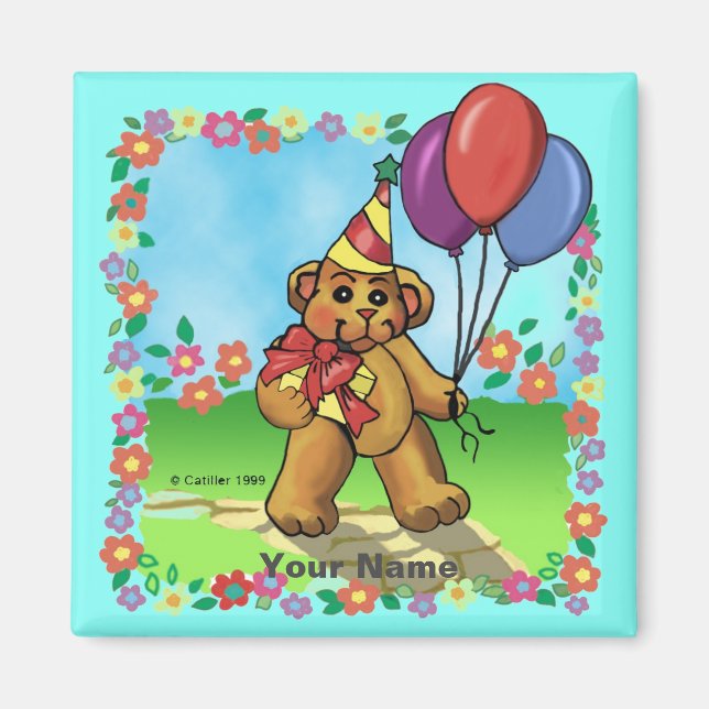 Födelsedagsfest Bear Magnet (Framsidan)