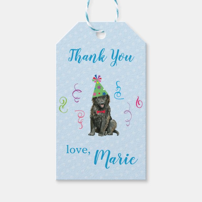 Födelsedagsfest belgisk Sheepdog-Tack Presentetikett (Framsidan)