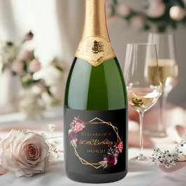 Födelsedagsfest Black blommigt guld geomburgundy