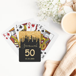 Födelsedagsfest Black glitter guld gnistra namn Casinokort