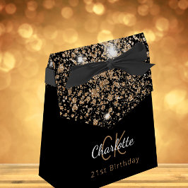 Födelsedagsfest Black glitter guld monogram Presentaskar