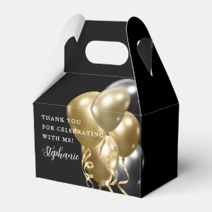 Födelsedagsfest Black Guld Elegant Bubbar Presentaskar