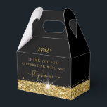 Födelsedagsfest Black Guld Glitter Confetti Presentaskar<br><div class="desc">Elegant-festlåda med gult glitter gräns och konetti sprinkles på en svart bakgrund med anpassningsbar-tack, perfekt för en modern och chic-födelsedag, guld, Quinceañera, bat mitzvah, babydusch eller bachelorette-fest. Klicka på ANPASSA YTTERLIGARE om du vill ändra typsnitt, färg och layout för att skapa en roligt och en unik personlig-förmånslåda för gästerna i...</div>