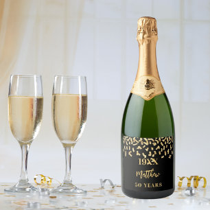 Födelsedagsfest Black guld konetti namn år